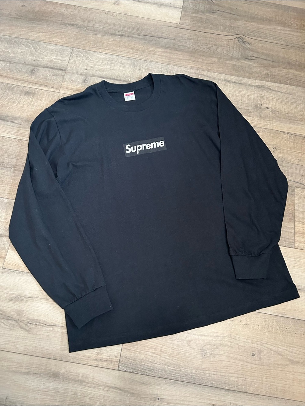 Supreme Black Long Sleeve Tee with White Box Logo